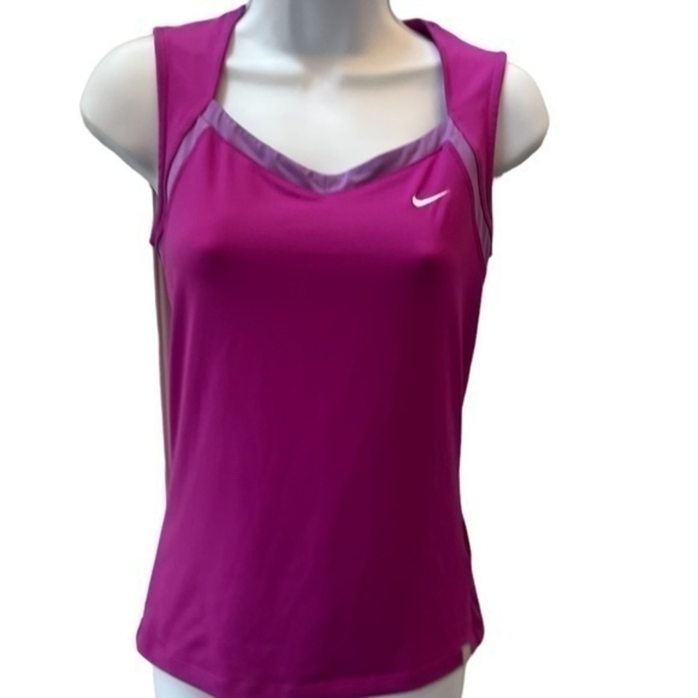 Nike Dri Fit Sleeveless Top Small Water Wicking Magenta Sleeveless EUC Active - Picture 4 of 7